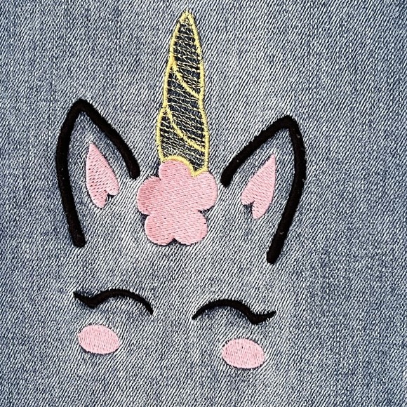 Celebrity Pink Jean Girls Sz 14 Unicorn Embroidery Pink Mid Rise Girlfriend New - Picture 8 of 16